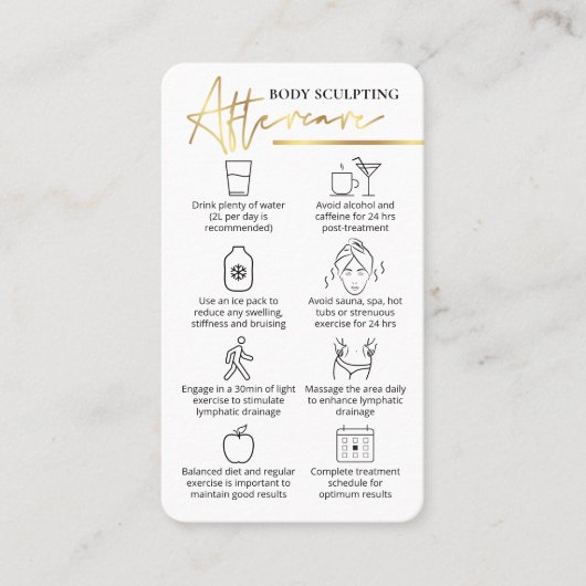 Lichaamsbeeldhouwen Pre en Post Care instructies G Visitekaartje (Voorkant)
