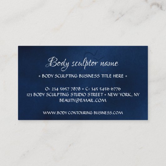 Lichaamsbeeldhouwwerk contouren spa vrouw marine visitekaartje (Achterkant)