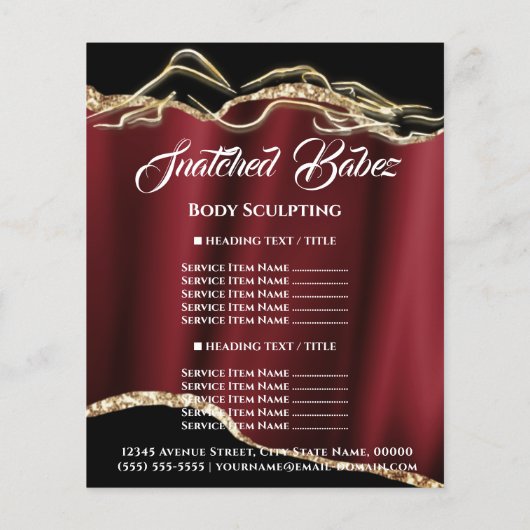 Lichaamsberekening van de Rood-goudprijslijst voor Flyer (Achterkant)