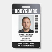 Lichaamsbeveiliging Bewaker ID Pasfoto Logo Grijs Badge (Voorzijde)