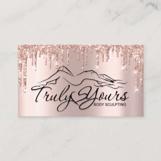 Lichaamsblaasjes Logo Glitter Roos1 Visitekaartje (Voorkant)