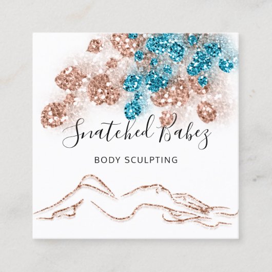 Lichaamsbloedslachting QRCODE-Roos Blauwgroen blau Vierkante Visitekaartje (Voorkant)