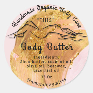 Lichaamsboter Balm Verpakking Golden roze Logo Ronde Sticker