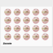Lichaamsboter labelt roze met gouden inkt ronde sticker (Vel)