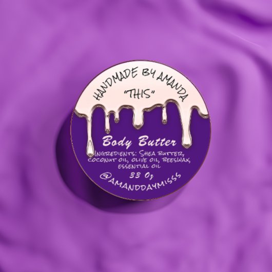 Lichaamsboter Product Verpakking Roos Paars Ronde Sticker