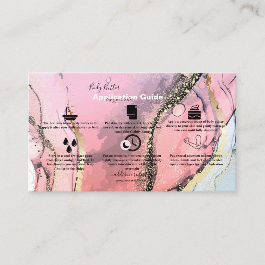 Lichaamsboter Toepassing Roze Gold Waterverf Bu Visitekaartje (Voorkant)