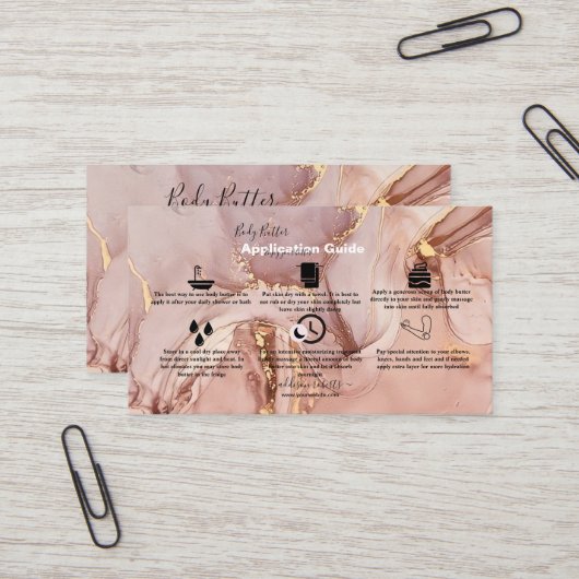 Lichaamsboter Toepassing Roze Gold Waterverf Bu Visitekaartje (Voorkant / Achterkant in situ)