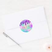 Lichaamsboter Verpakking Glitter Drip Violet Ronde Sticker (Envelop)