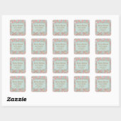 Lichaamsboter | Vintage bloem Personalized Vierkante Sticker (Vel)