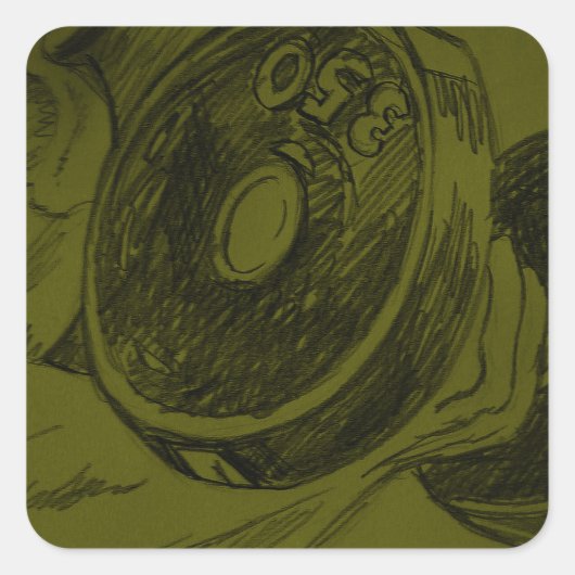 Lichaamsbouw Fitness potlood schets Vierkante Sticker (Voorkant)