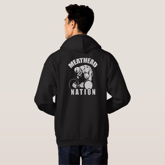 "Lichaamsbouw" — "vleeskop" Natie Hoodie (Achterkant volledig)