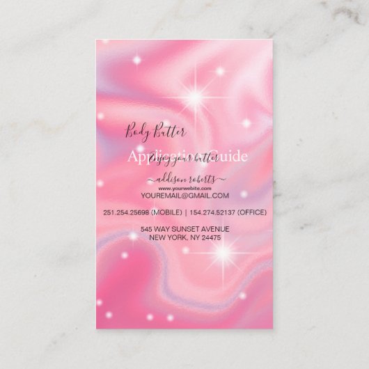 Lichaamsbutter applicatiegids legant glam Busin Visitekaartje (Achterkant)