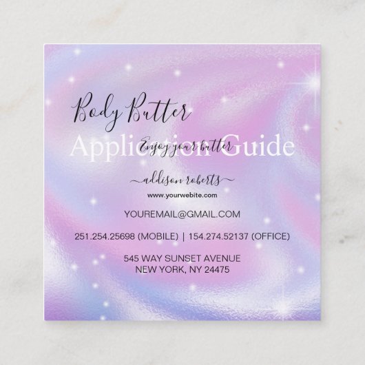 Lichaamsbutter Application Guide Modern Glam Vierkante Visitekaartje (Achterkant)