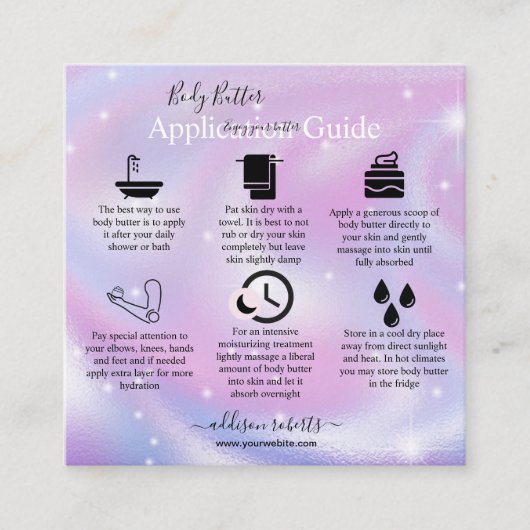Lichaamsbutter Application Guide Modern Glam Vierkante Visitekaartje (Voorkant)