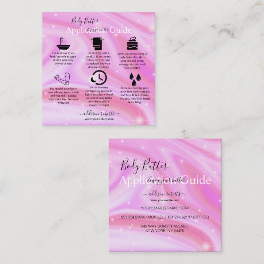 Lichaamsbutter Application Guide Modern Glam Vierkante Visitekaartje (Voorkant / Achterkant)