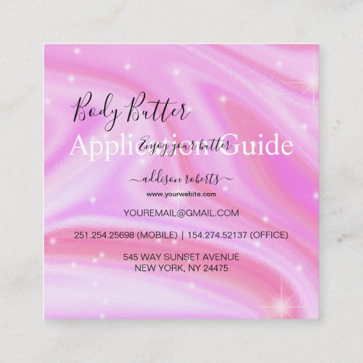 Lichaamsbutter Application Guide Modern Glam Vierkante Visitekaartje (Achterkant)