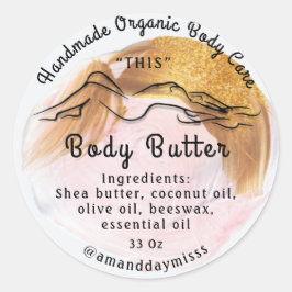 Lichaamsbutter Balm Care Verpakking Golden Pink Ronde Sticker