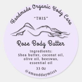 Lichaamsbutter Balm Care Verpakking Zwart Paars Ronde Sticker