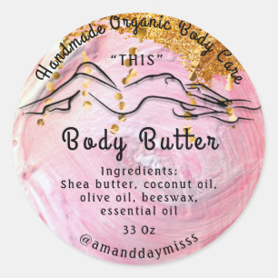 Lichaamsbutter Balm Verpakking Gold Pink Logo Ronde Sticker