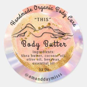 Lichaamsbutter Balm Verpakking Logo Gold Roos Ronde Sticker
