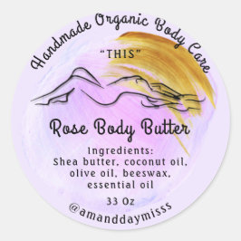 Lichaamsbutter Balm Verpakking Paarse streep Ronde Sticker