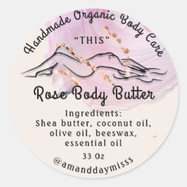 Lichaamsbutter Balm Verpakking Roos Roze Ronde Sticker