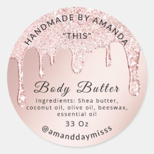 Lichaamsbutter Drip Product Roos Drukt roze Ronde Sticker