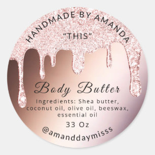 Lichaamsbutter Drip Product Roos druppelt Cosmetis Ronde Sticker