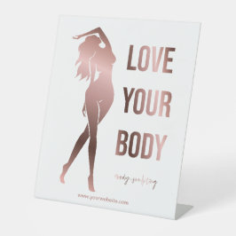 Lichaamsculplichaam, contourvormig, fitness reclamebord met voetstuk