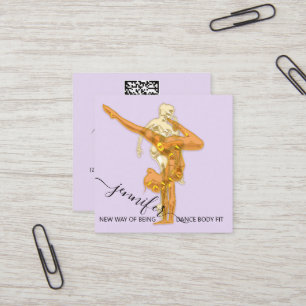 Lichaamsfitness Dance Couch QRCODE Logo Paars Vierkante Visitekaartje