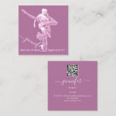 Lichaamsfitness Dance Couch QRCODE Logo Roze pasta Vierkante Visitekaartje (Voorkant / Achterkant)