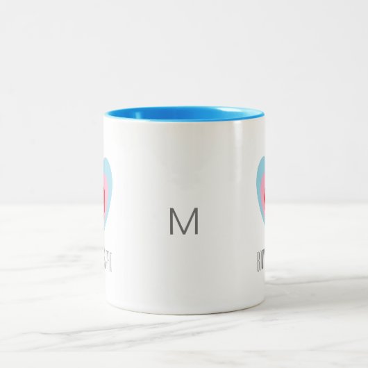 Lichaamsgeest Triple Heart Monogrammed Tweekleurige Koffiemok (Center)