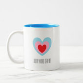 Lichaamsgeest Triple Heart Monogrammed Tweekleurige Koffiemok (Links)