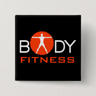 Lichaamsgevoel Fitness Vitruviaanse Man Square But Vierkante Button 5,1 Cm