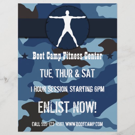 Lichaamsgewicht Dark Blue Camo Boot Camp Flyers (Voorkant)