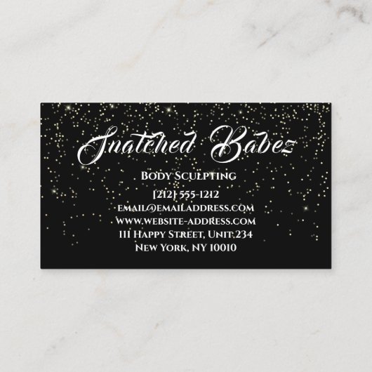 Lichaamsgewicht Schoonheidsmassasters Glitter Glam Visitekaartje (Achterkant)