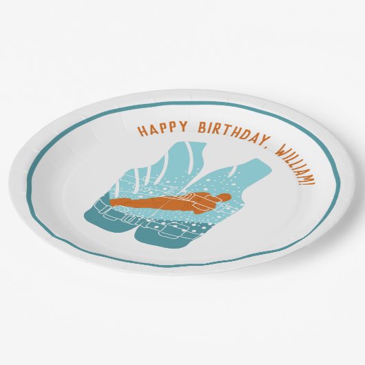 Lichaamskleding voor zwemmers Grafisch speciaal ge Papieren Bordje (Gekanteld)