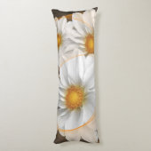 Lichaamskussen Bloemen Wit Zwart Sinaasappel (Achterkant (Verticaal))
