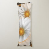 Lichaamskussen Bloemen Wit Zwart Sinaasappel (Voorkant Verticaal)