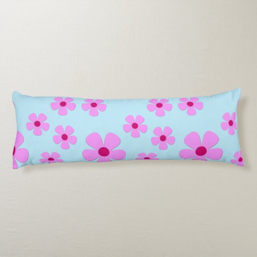 Lichaamslang, groen blauw met roze bloemen lichaamskussen (Achterkant)