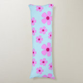Lichaamslang, groen blauw met roze bloemen lichaamskussen (Voorkant Verticaal)