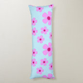 Lichaamslang, groen blauw met roze bloemen lichaamskussen (Achterkant (Verticaal))