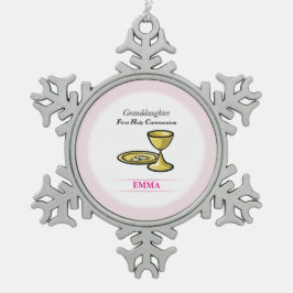 Lichaamslichaam en kleindochter tin sneeuwvlok ornament