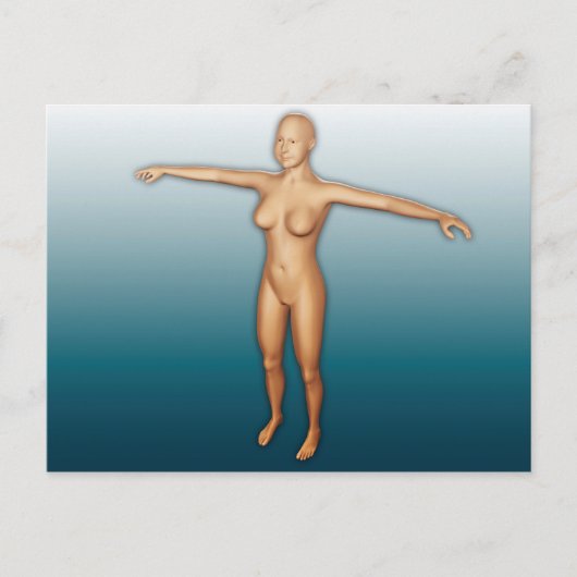 Lichaamslichaam van het vrouw met armen uitgebreid briefkaart (Voorkant)