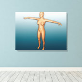 Lichaamslichaam van het vrouw met armen uitgebreid canvas afdruk (Insitu (Houten vloer))