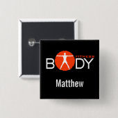 LichaamsMadness Fitness Persoonlijke trainer Naam  Vierkante Button 5,1 Cm (Voorkant /achterkant)