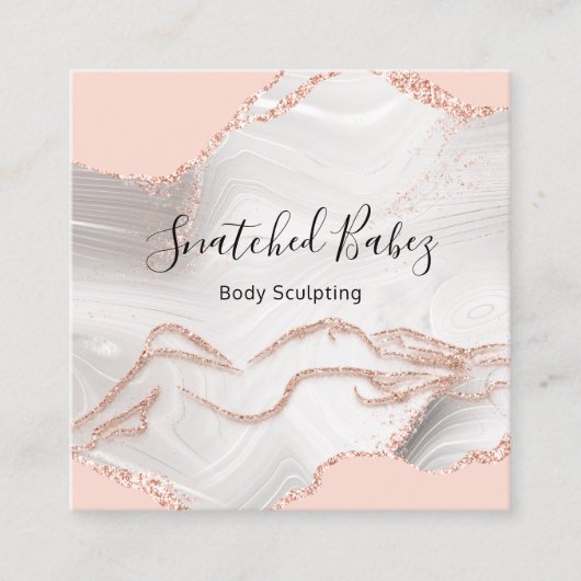 Lichaamsmassage-sculpeermarmer Blush-QRCODE Vierkante Visitekaartje (Voorkant)