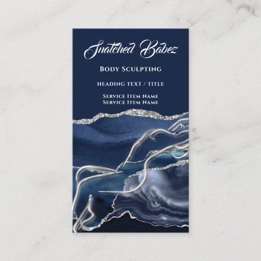 Lichaamsmassage Sculpting Logo Gold SPA Blue Navy Visitekaartje (Voorkant)