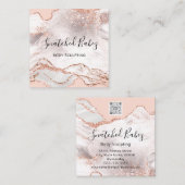 Lichaamsmassage Sculpting Marble Roos QRCODE Vierkante Visitekaartje (Voorkant / Achterkant)