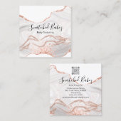 Lichaamsmassage Sculpting Marble White QRCODE Vierkante Visitekaartje (Voorkant / Achterkant)